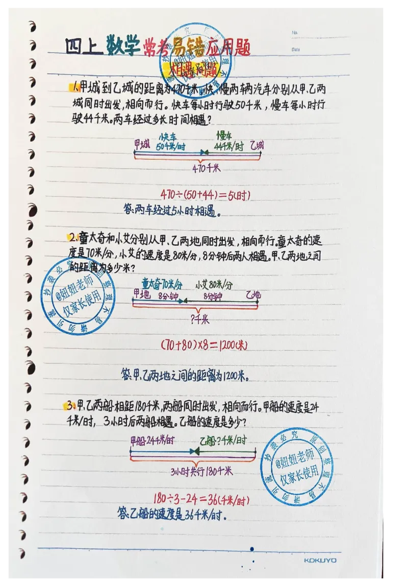 四年级上册数学手写笔记8.31_小学全网线上同款资料_11号_四年级手写笔记&darr;&darr;&darr;&darr;