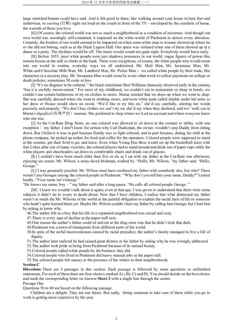 2014年12月年四级阅读真题（一）_Password_Removed_大学英语四级+六级_四级真题_专项_四级仔细阅读_2010-2014_2014.12四级