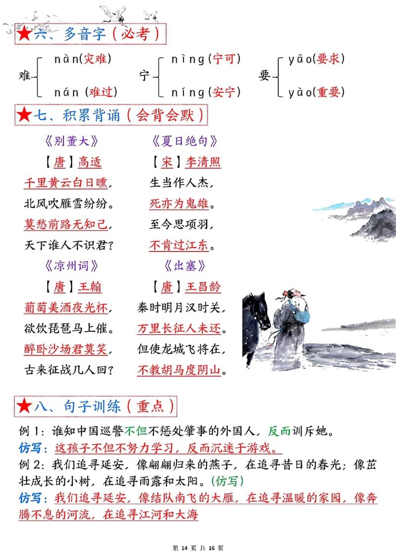 四上语文1-8单元考点总结（8个必背知识点）_小学全网线上同款资料_11号