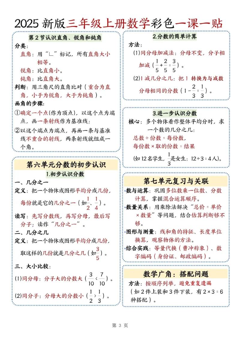 25新版三上数学课课贴_课课贴（数学）