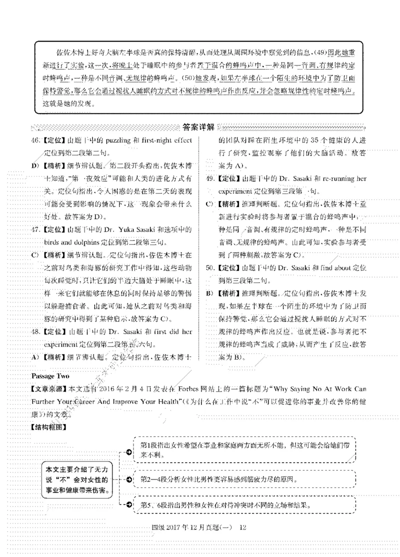 2017年12月四级阅读解析全3套_大学英语四级+六级_四级真题_专项_四级仔细阅读_四级仔细阅读解析