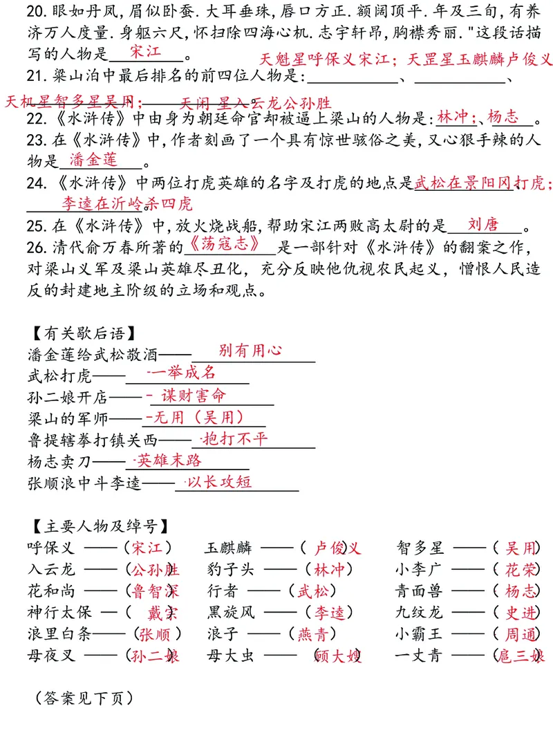 四大名著之《水浒传》思维导图+知识点汇总+必练习题(1)(1)_小学全网线上同款资料_41号文件夹4-6年级