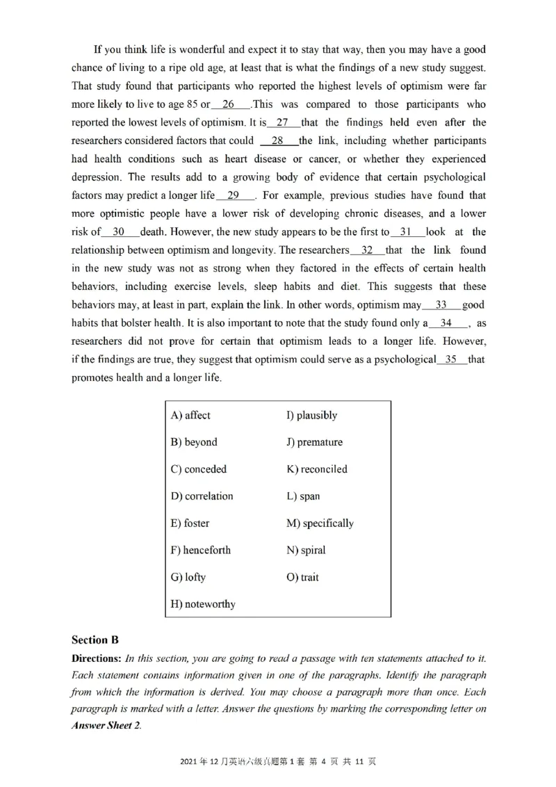 2021.12六级真题第1套_大学英语四级+六级_六级真题_六级真题_2021年12月CET6题+解+音频_01、真题PDF版（推荐打印）❤