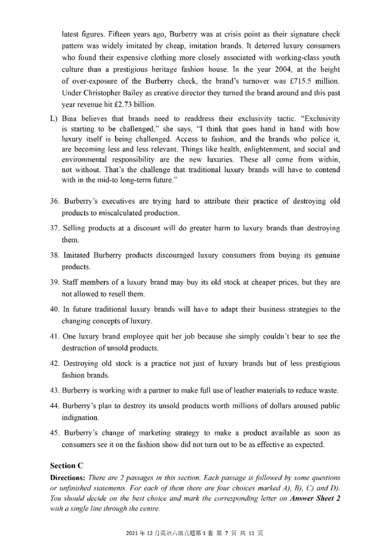 2021.12六级真题第1套_大学英语四级+六级_六级真题_六级真题_2021年12月CET6题+解+音频_01、真题PDF版（推荐打印）❤