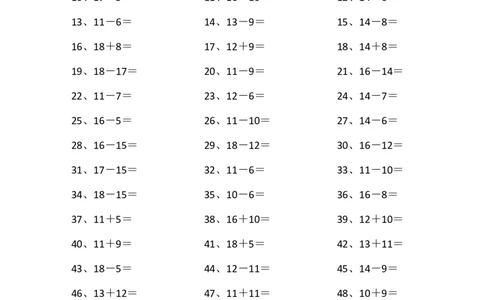 30以内混合加减第91~100篇_小学数学口算竖式脱式计算应用题一二三四五六年级上下册电_小学数学口算题库电子版（1-6）_小学数学口算一年级_口算题适合1年级(含答案）