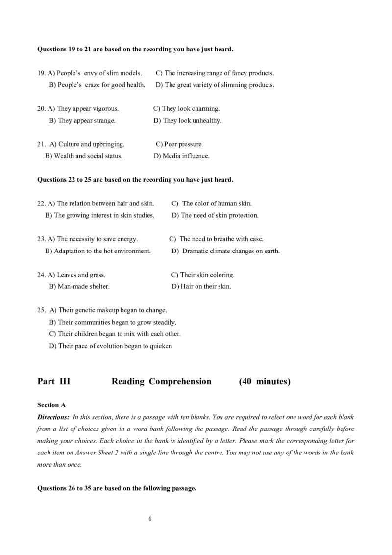 2019年06月六级真题（第1套）_大学英语四级+六级_六级真题_六级真题_2019年06月CET6题+解+音频_02、真题word版