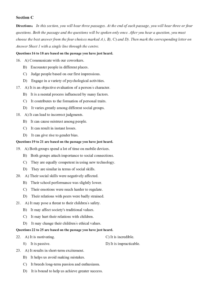 2022.09英语四级真题第1套_大学英语四级+六级_四级真题_四级真题_2022年09月CET4题+解+音频_02、真题word版