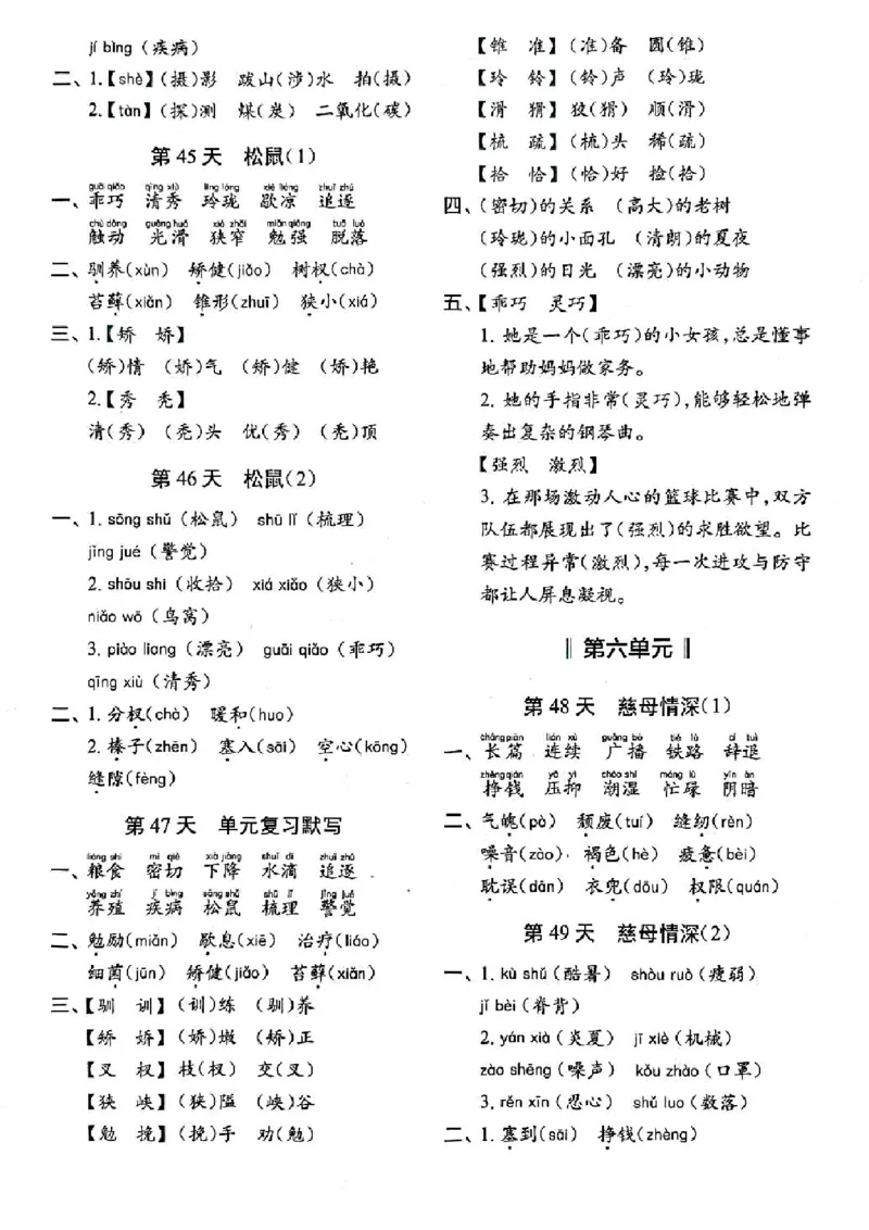 五上丨语文每日10分钟练习小纸条_小学全网线上同款资料_44号文件5上