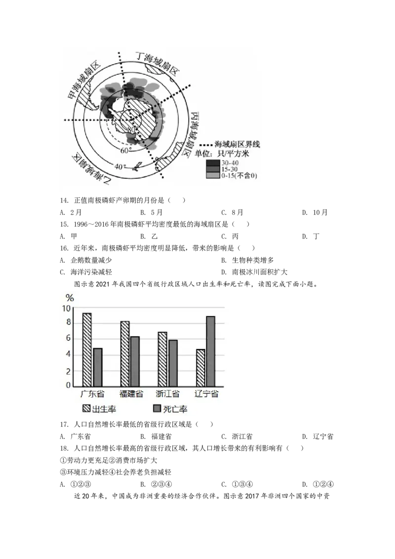2022年福建省中考地理真题（空白卷）_福建中考1_8.福建中考地理（2017-2025）