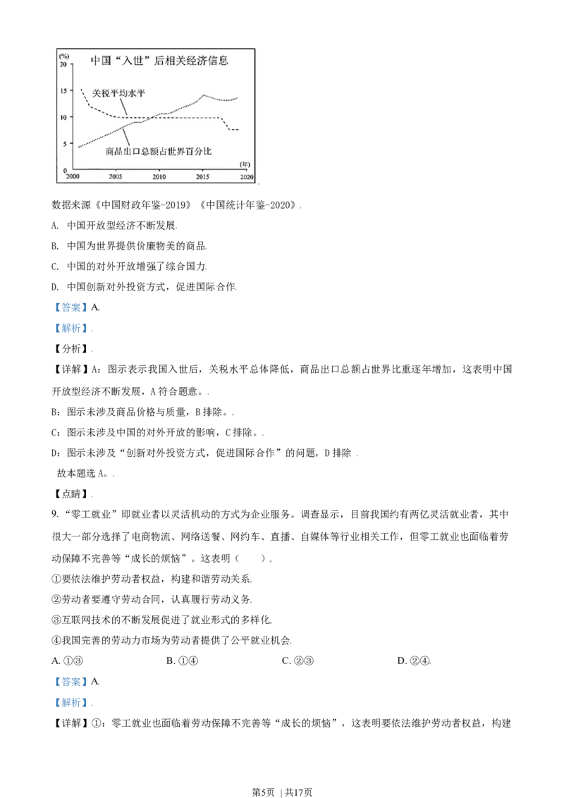 2021年高考政治试卷（天津）（解析卷）_政治历年高考真题_新&middot;Word版2008-2025&middot;高考政治真题_政治（按年份分类）2008-2025_2021&middot;政治高考真题