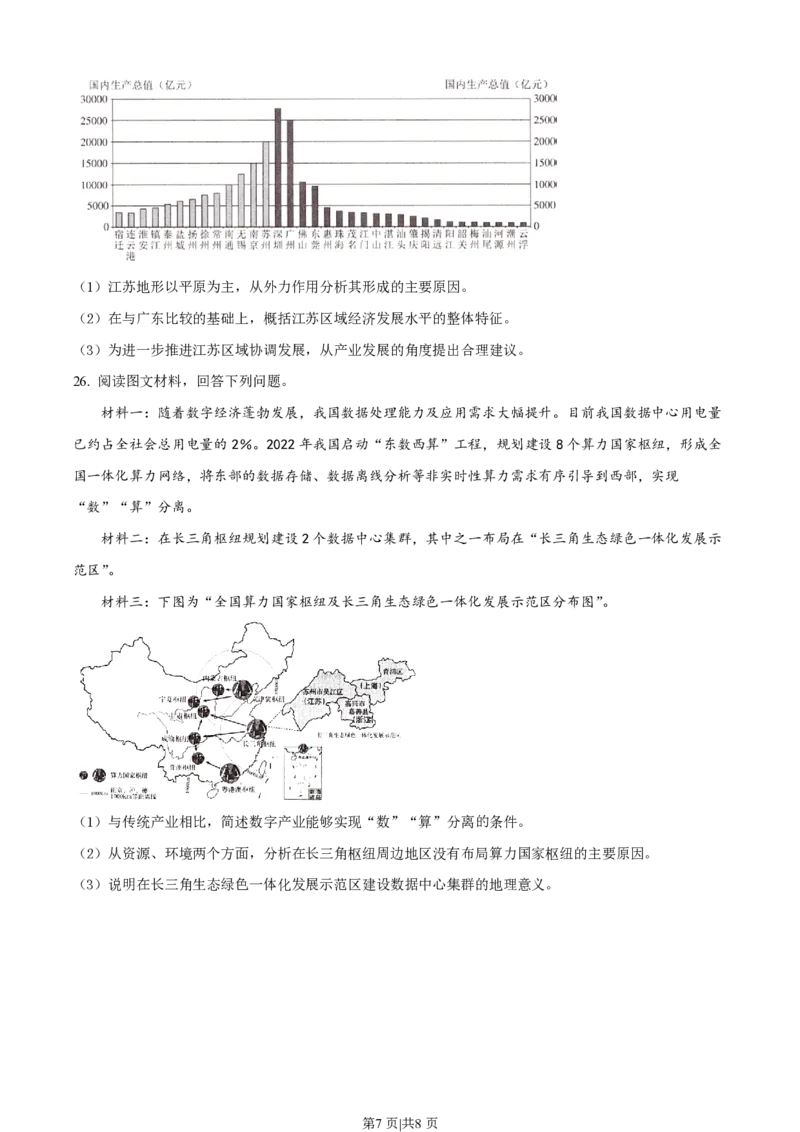 2022年高考地理试卷（江苏）（空白卷）_地理历年高考真题_新&middot;PDF版2008-2025&middot;高考地理真题_地理（按试卷类型分类）2008-2025_自主命题卷&middot;地理（2008-2025）_江苏自主命题&middot;地理（2008-2025）
