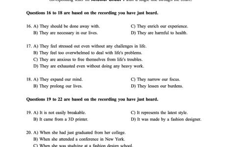 2016.12六级第1套试题可复制可搜索，打印首选_大学英语四级+六级_六级真题_六级真题_1990年-2018年真题资料合集_2016年12月CET6题+解+音频_01、真题PDF版（推荐打印）❤