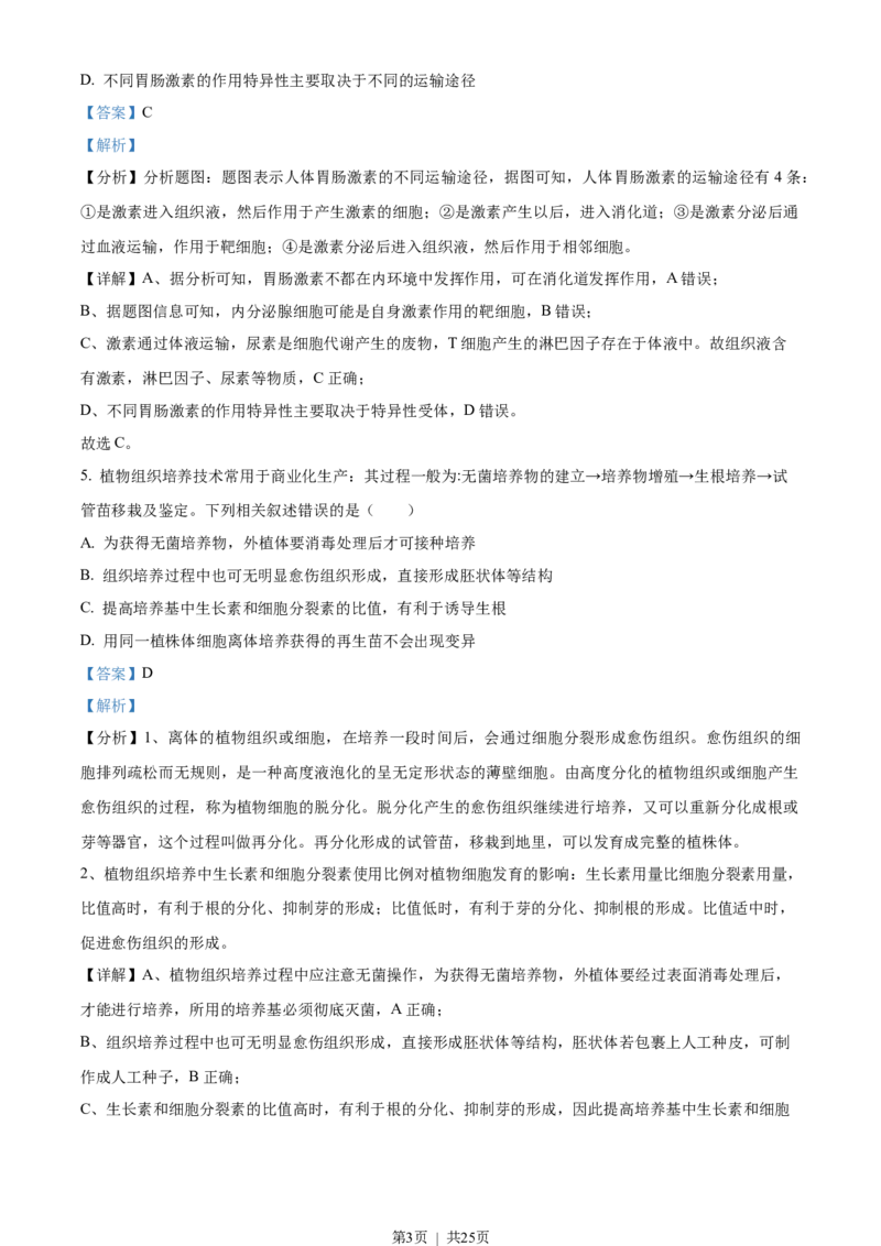 2021年高考生物试卷（江苏）（解析卷）_生物历年高考真题_新&middot;Word版2008-2025&middot;高考生物真题_生物（按试卷类型分类）2008-2025_自主命题卷&middot;生物（2008-2025）_江苏自主命题&middot;生物（2008-2025）