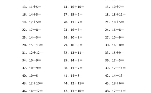 30以内混合加减第51~70篇_小学数学口算竖式脱式计算应用题一二三四五六年级上下册电_小学数学口算题库电子版（1-6）_小学数学口算一年级_口算题适合1年级(含答案）