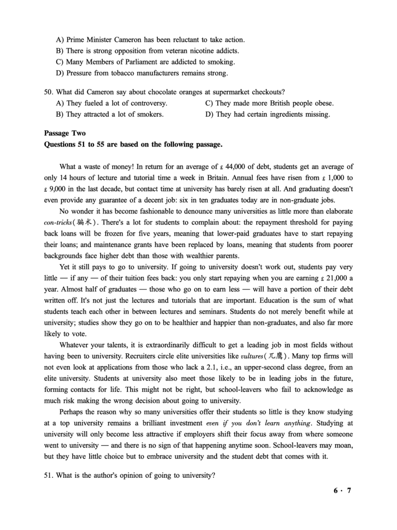 2016.12六级第3套试题可复制可搜索，打印首选_大学英语四级+六级_六级真题_六级真题_1990年-2018年真题资料合集_2016年12月CET6题+解+音频_01、真题PDF版（推荐打印）❤