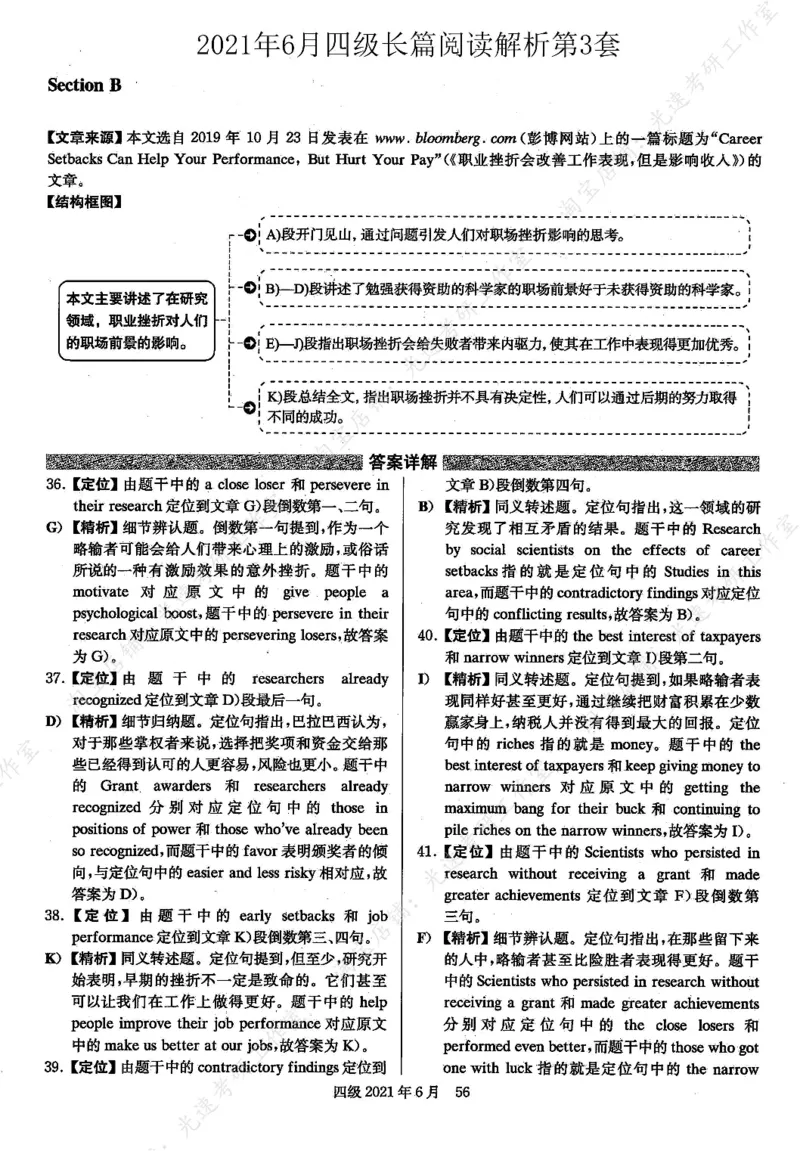 2021年06月四级长篇阅读解析全3套_大学英语四级+六级_四级真题_专项_四级长篇阅读_四级长篇阅读解析