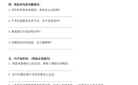 四（上）语文多类句子专题突破_上册_四（上）语文期末专项练习文件夹