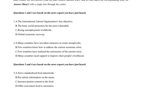 2016年06月四级真题第1套_大学英语四级+六级_四级真题_四级真题_1990年-2018年真题资料合集_2016年06月CET4题+解+音频_02、真题word版