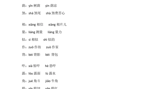 四（上）语文多音字组词积累汇总_上册_四（上）语文期末重点归类文件
