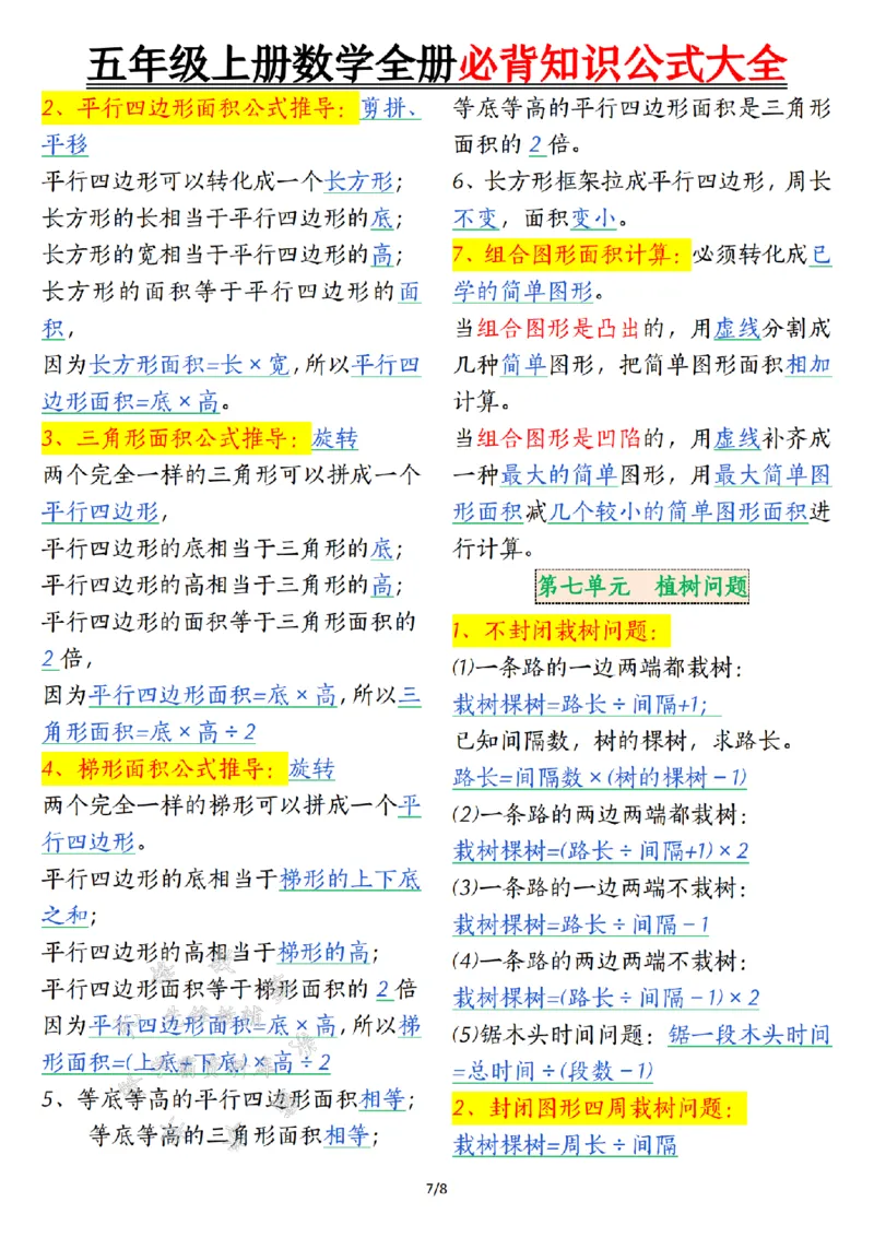 五年级（上）数学全册必背_小学全网线上同款资料_11号