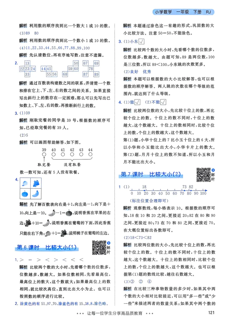 25春53天天练1下数学（人教）-答案_一年级上下册资料_53黄冈多个品牌系列资料_数学
