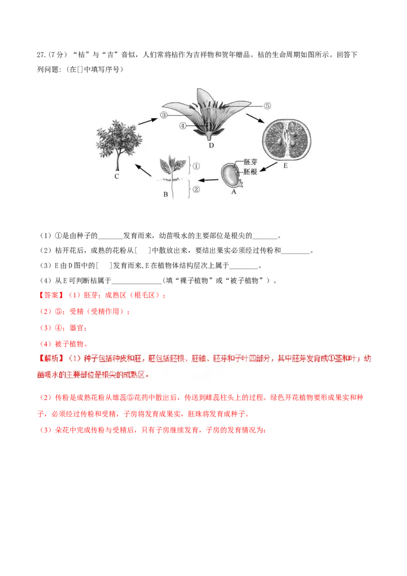 2017年福建省中考生物真题（解析卷）_福建中考1_6.福建中考生物（2017-2025）