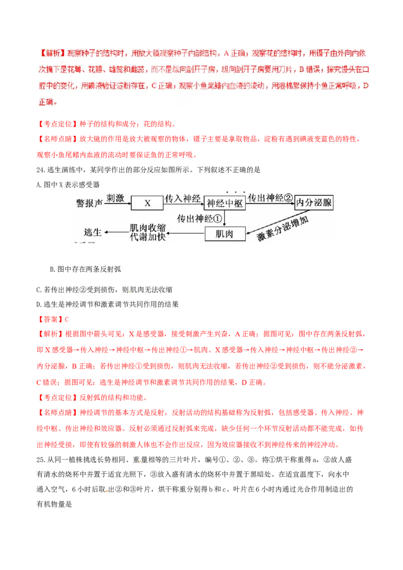 2017年福建省中考生物真题（解析卷）_福建中考1_6.福建中考生物（2017-2025）