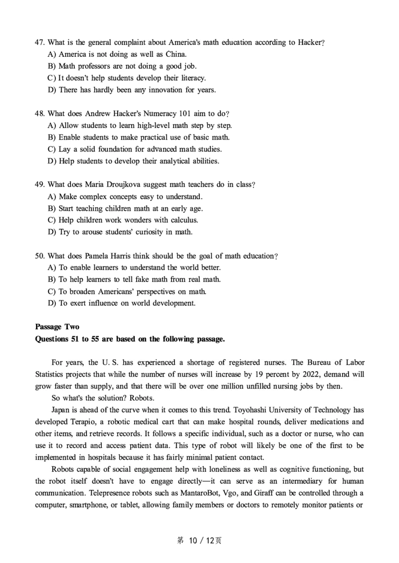 2018.12六级真题第2套可复制可搜索，打印首选_大学英语四级+六级_六级真题_六级真题_1990年-2018年真题资料合集_2018年12月CET6题+解+音频_01、真题PDF版（推荐打印）❤