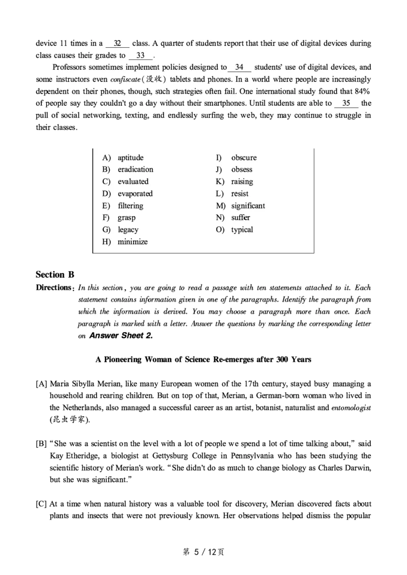 2018.12六级真题第2套可复制可搜索，打印首选_大学英语四级+六级_六级真题_六级真题_1990年-2018年真题资料合集_2018年12月CET6题+解+音频_01、真题PDF版（推荐打印）❤