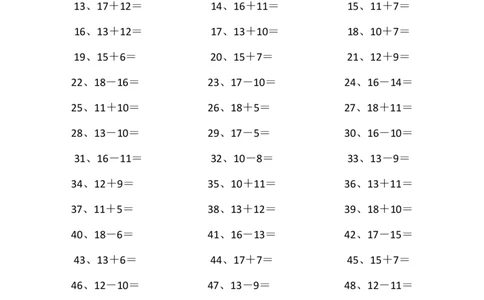 30以内第11~30篇_小学数学口算竖式脱式计算应用题一二三四五六年级上下册电_小学数学口算题库电子版（1-6）_小学数学口算一年级_口算题适合1年级(含答案）