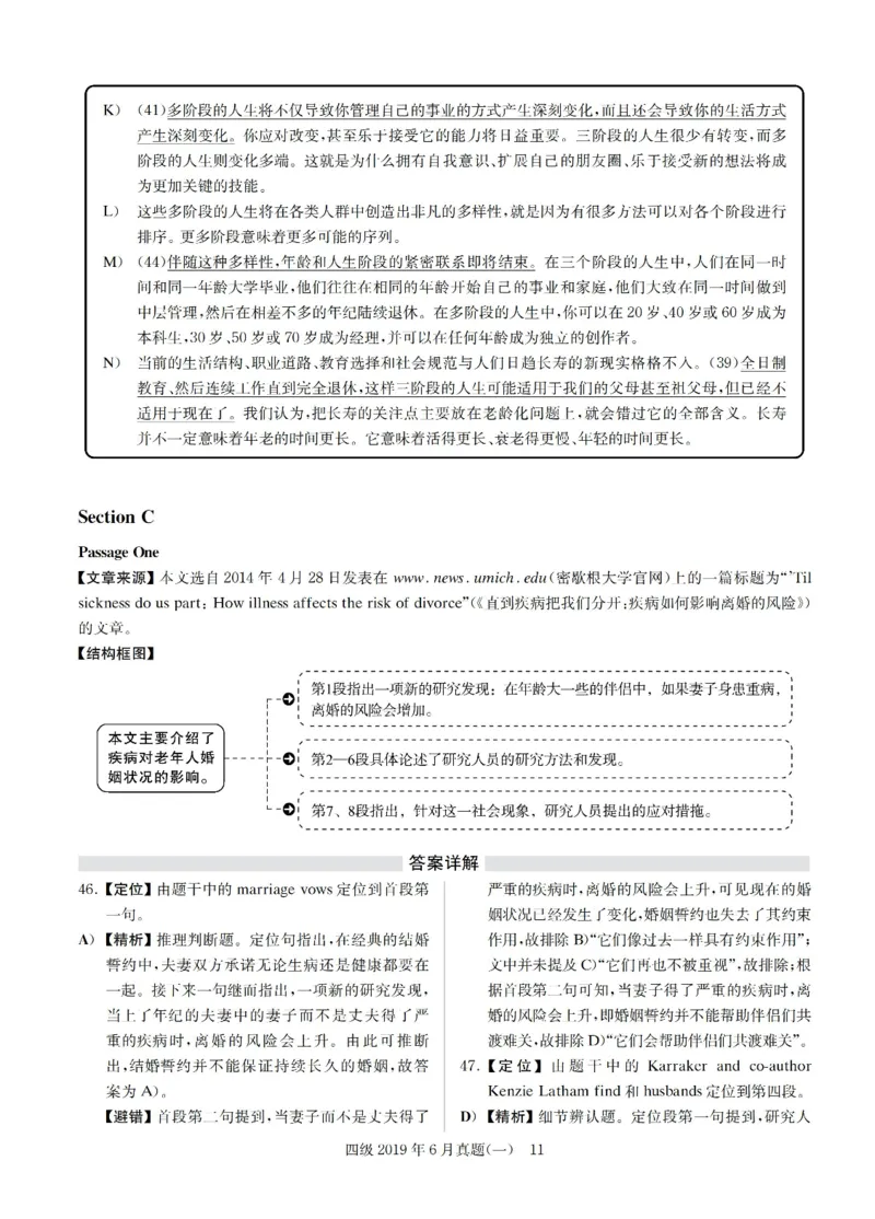 2019.06英语四级解析第1套_大学英语四级+六级_四级真题_四级真题_2019年06月CET4题+解+音频_03、答案解析