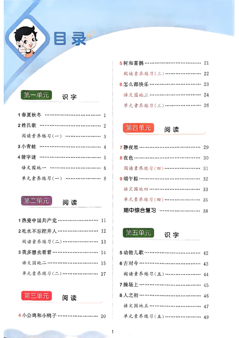 25春53天天练语文1下_一年级上下册资料_53黄冈多个品牌系列资料_语文