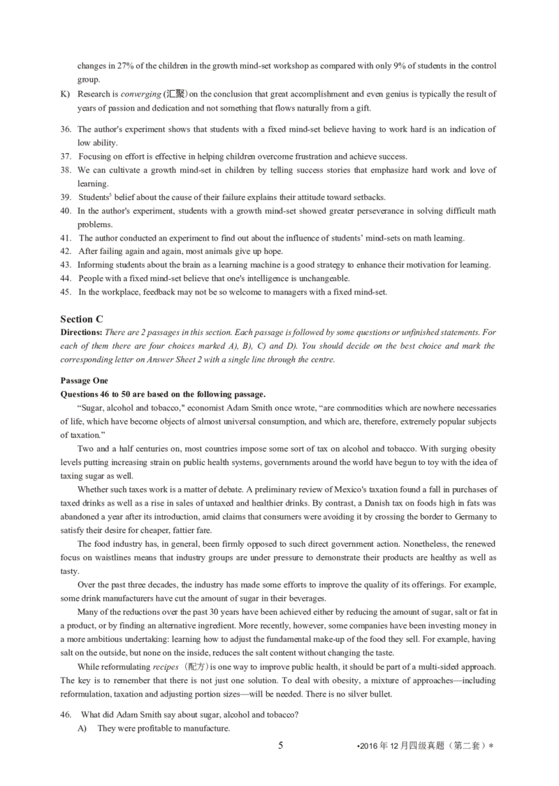 2016年12月大学英语4级（卷2）-可复制搜索_大学英语四级+六级_四级真题_四级真题_1990年-2018年真题资料合集_2016年12月CET4题+解+音频_02、真题word版