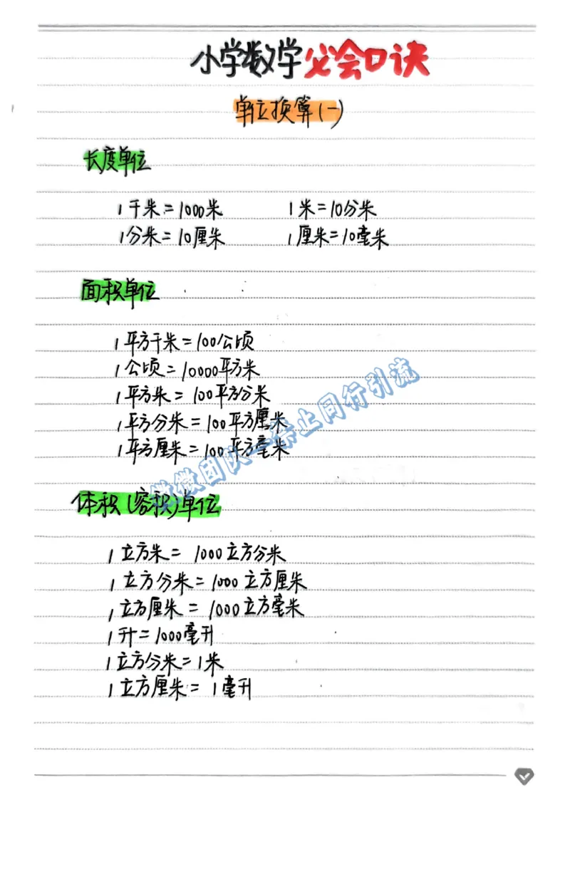 小学数学必会口诀（分享版）_小学全网线上同款资料_26号文件5上6上数学