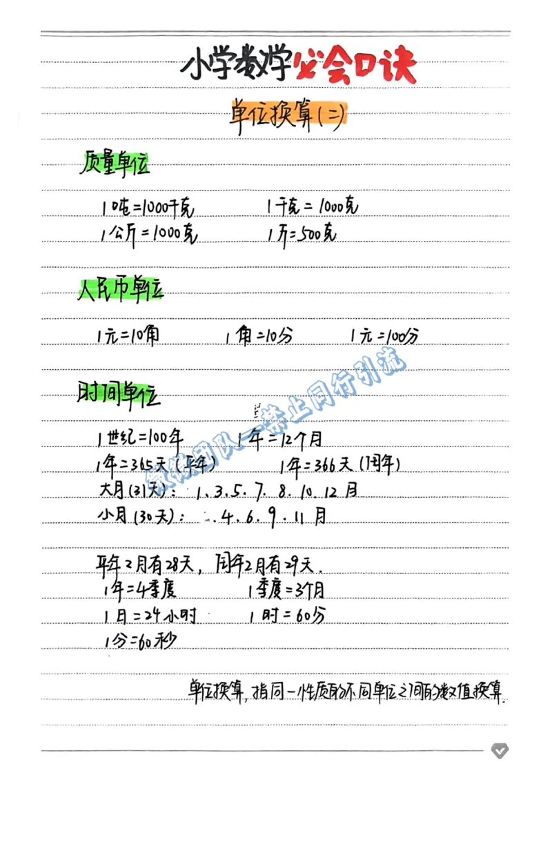 小学数学必会口诀（分享版）_小学全网线上同款资料_26号文件5上6上数学