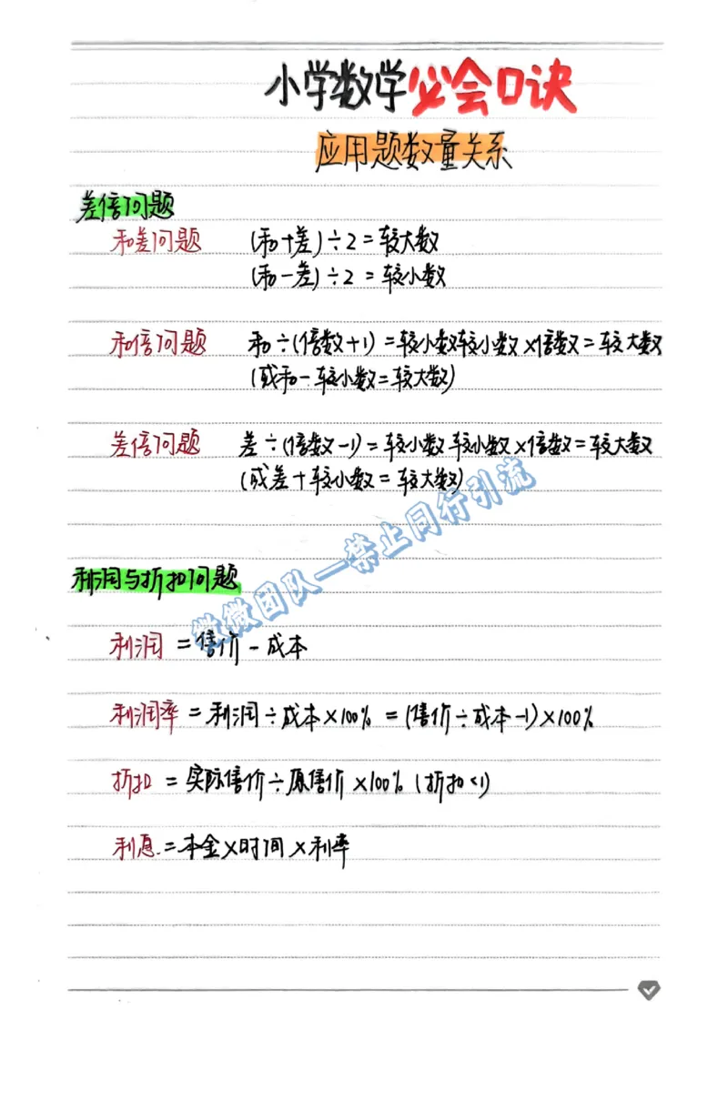 小学数学必会口诀（分享版）_小学全网线上同款资料_26号文件5上6上数学