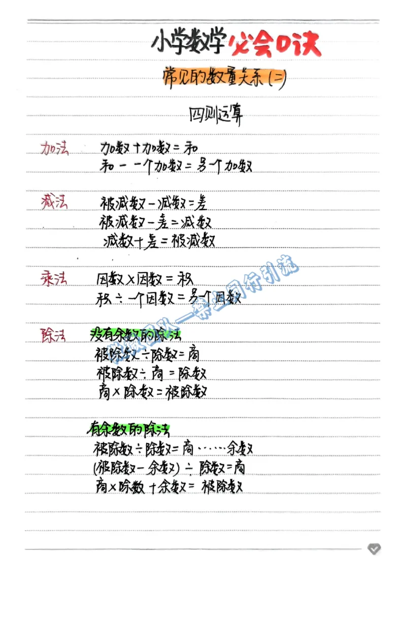 小学数学必会口诀（分享版）_小学全网线上同款资料_26号文件5上6上数学