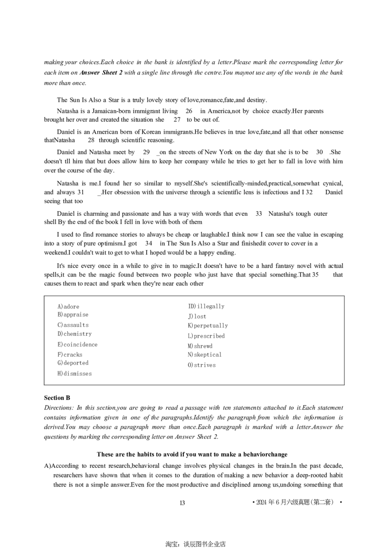 2024年6月六级第二套原题_大学英语四级+六级_六级真题_六级真题_2024年06月CET6题+解+音频_2024年6月六级真题-原题