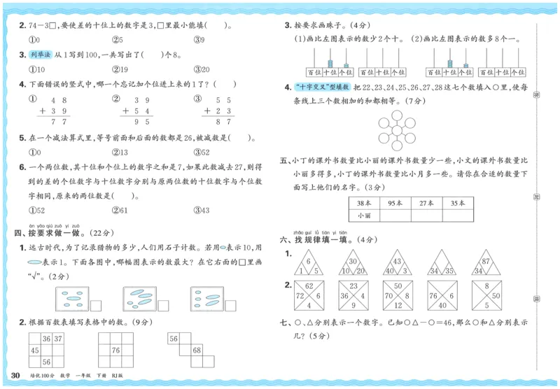 25春一下数学王朝霞培优100分_一年级上下册资料_53黄冈多个品牌系列资料_数学