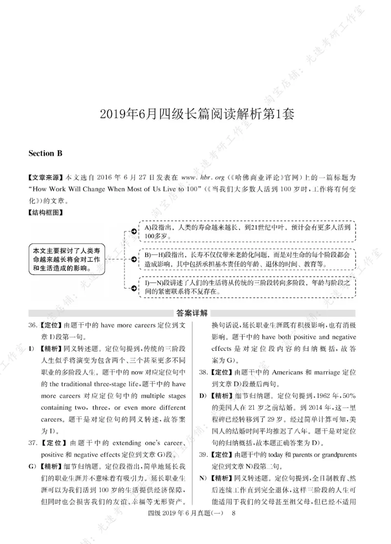 2019年06月四级长篇阅读解析全3套_大学英语四级+六级_四级真题_专项_四级长篇阅读_四级长篇阅读解析