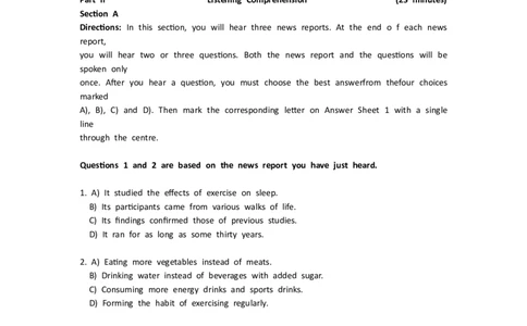 2022年6月英语四级真题第一套_大学英语四级+六级_四级真题_四级真题_2022年06月CET4题+解+音频_02、真题word版