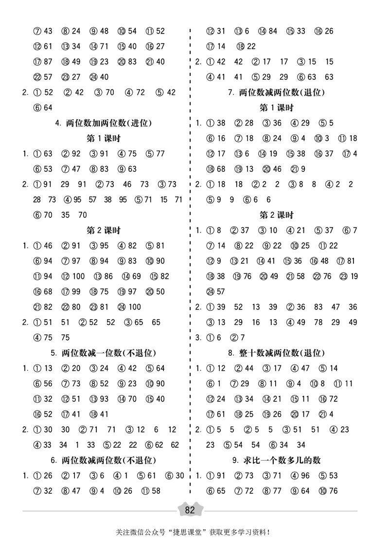 五E口算题卡二年级上册数学人教版_1~6年级全册五E口算题卡(1)_2年级五E口算题卡