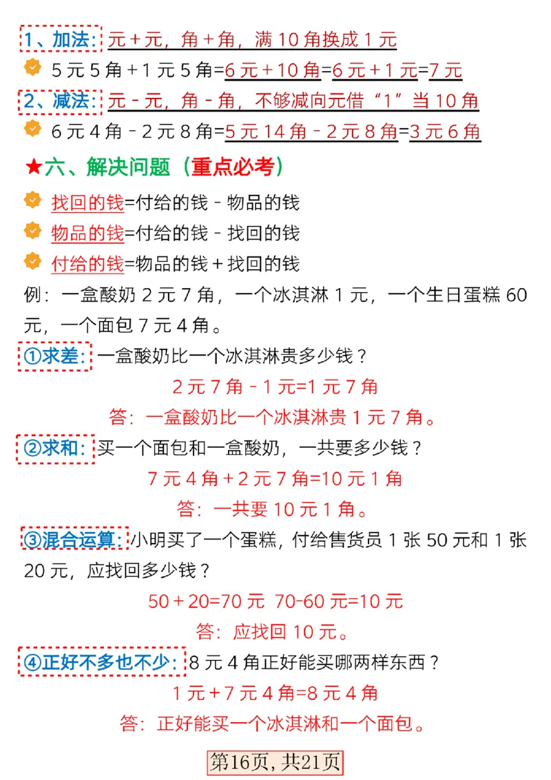 3.19一年级数学下册全册考点知识汇总_一年级上下册资料_小学一年级学习资料-25年更新版_1-04、小学一年级数学下册_1-4-2、练习题、作业、试题、试卷_通用_通用重点必背+专项练习