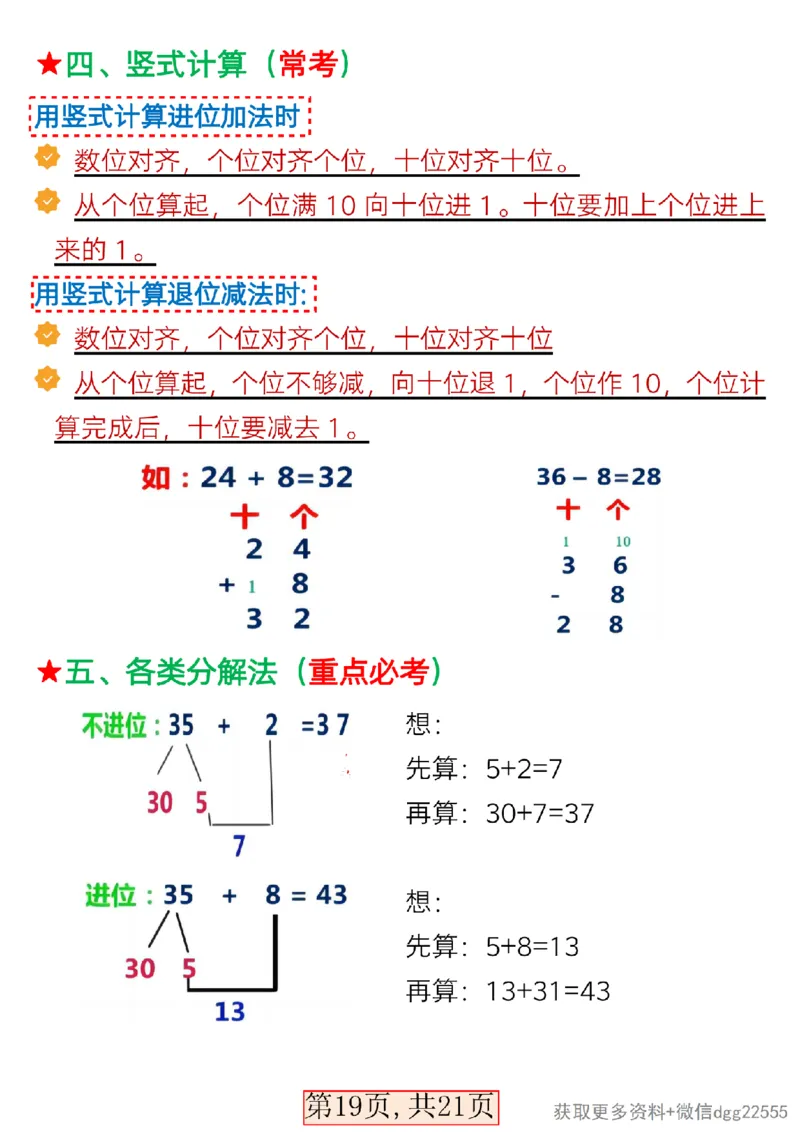 3.19一年级数学下册全册考点知识汇总_一年级上下册资料_小学一年级学习资料-25年更新版_1-04、小学一年级数学下册_1-4-2、练习题、作业、试题、试卷_通用_通用重点必背+专项练习