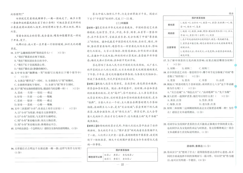 试卷语文6上_25秋《阳光同学期末复习》_25秋《阳光同学期末复习》语文1-6_25秋阳光同学期末复习15天冲刺100分人教语文6上