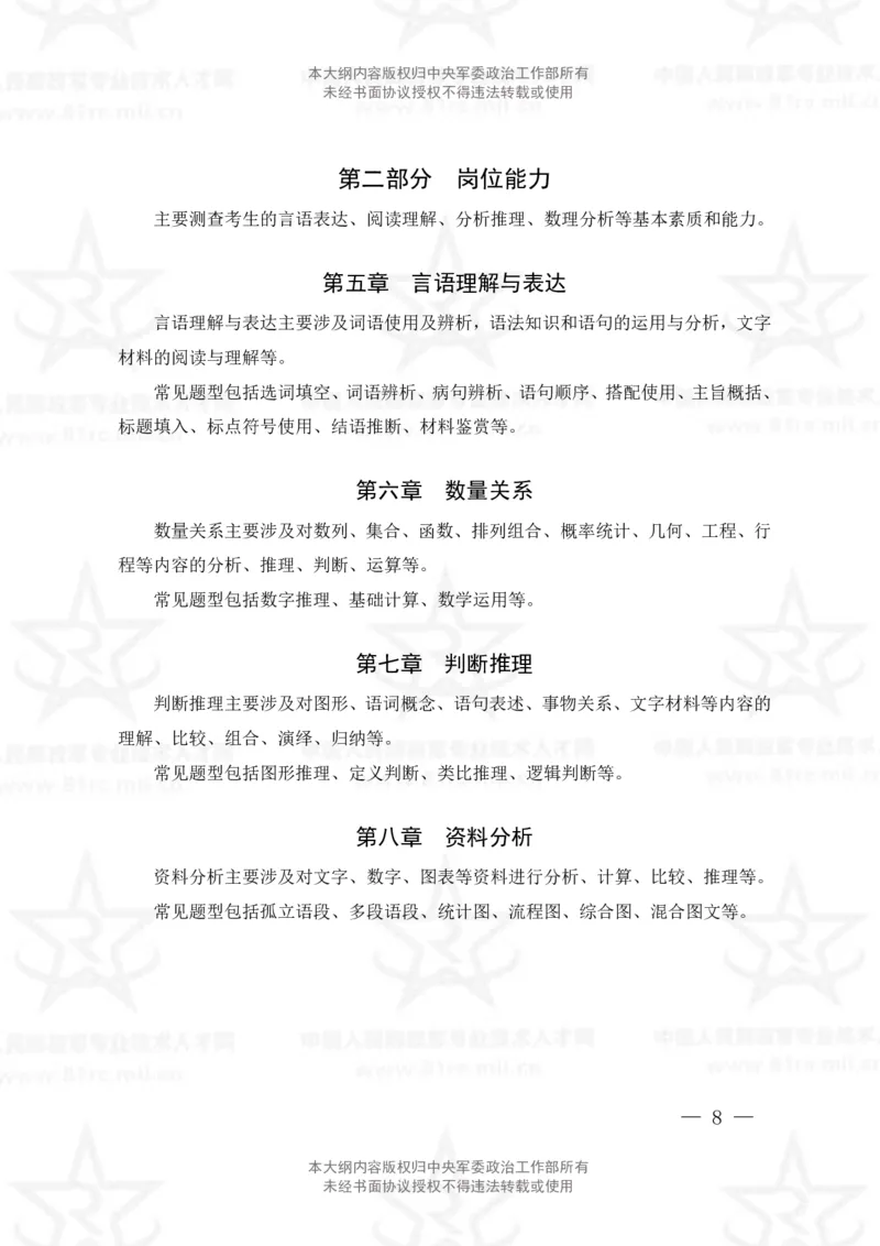 公共科目考试大纲_军队文职(1)_08.备考分数线等信息_新版军队文职考试大纲