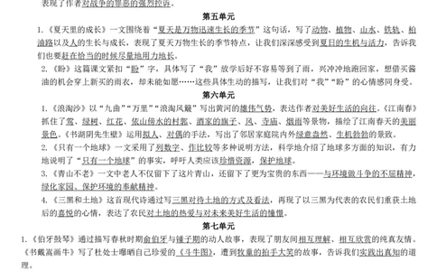 六（上）语文：期末必掌握课文重点梳理汇总_6年级小红书最新热门资料(1)