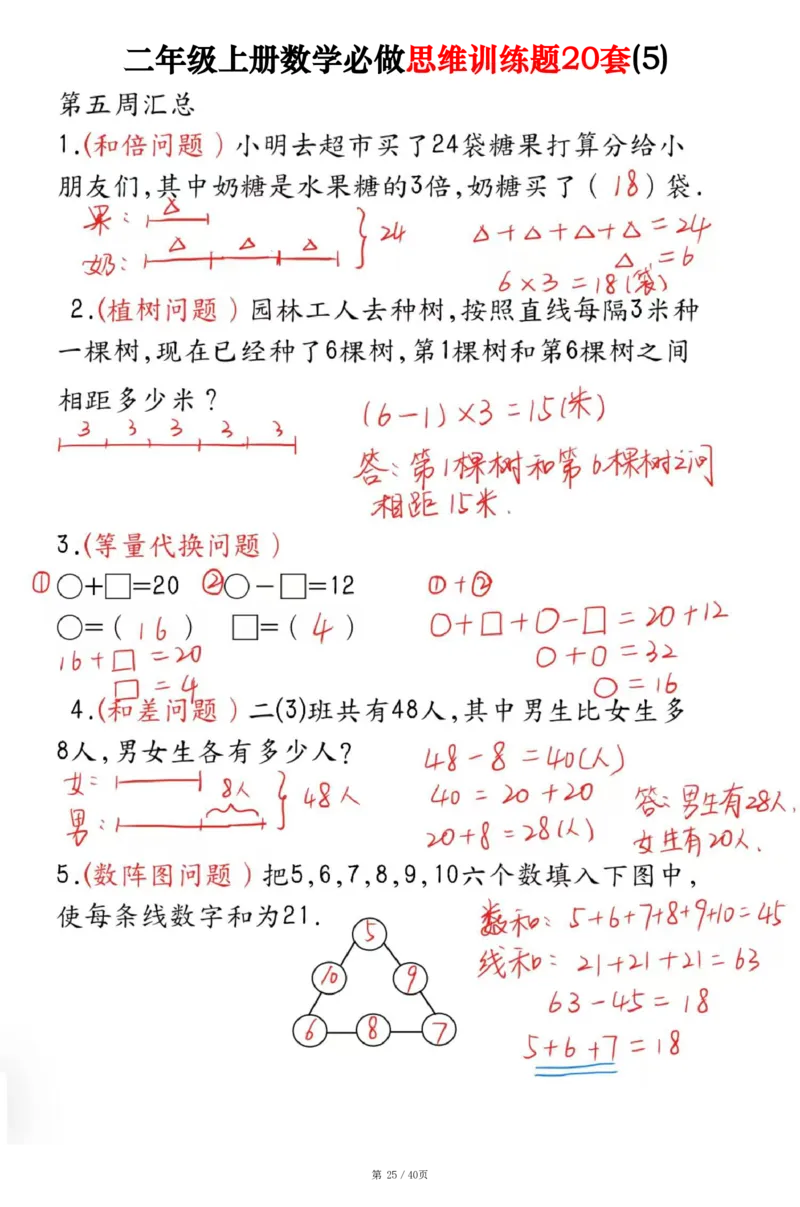 二上数学必做思维训练题20套（含答案40页）_2年级小红书最新热门资料
