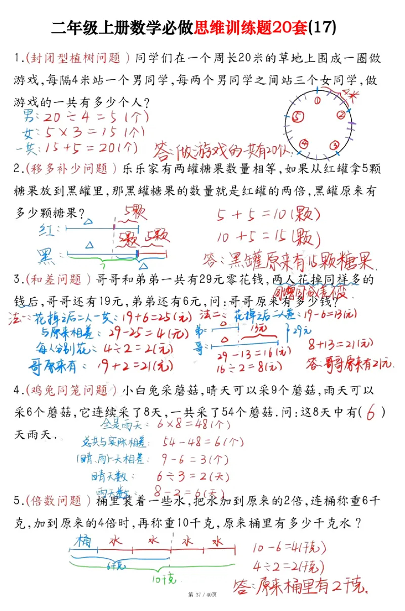 二上数学必做思维训练题20套（含答案40页）_2年级小红书最新热门资料