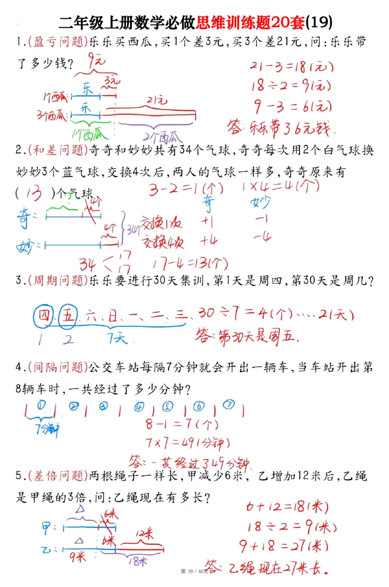 二上数学必做思维训练题20套（含答案40页）_2年级小红书最新热门资料